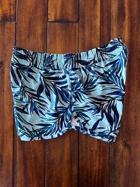 Hurley Blue Leaf-Print Athletic Shorts